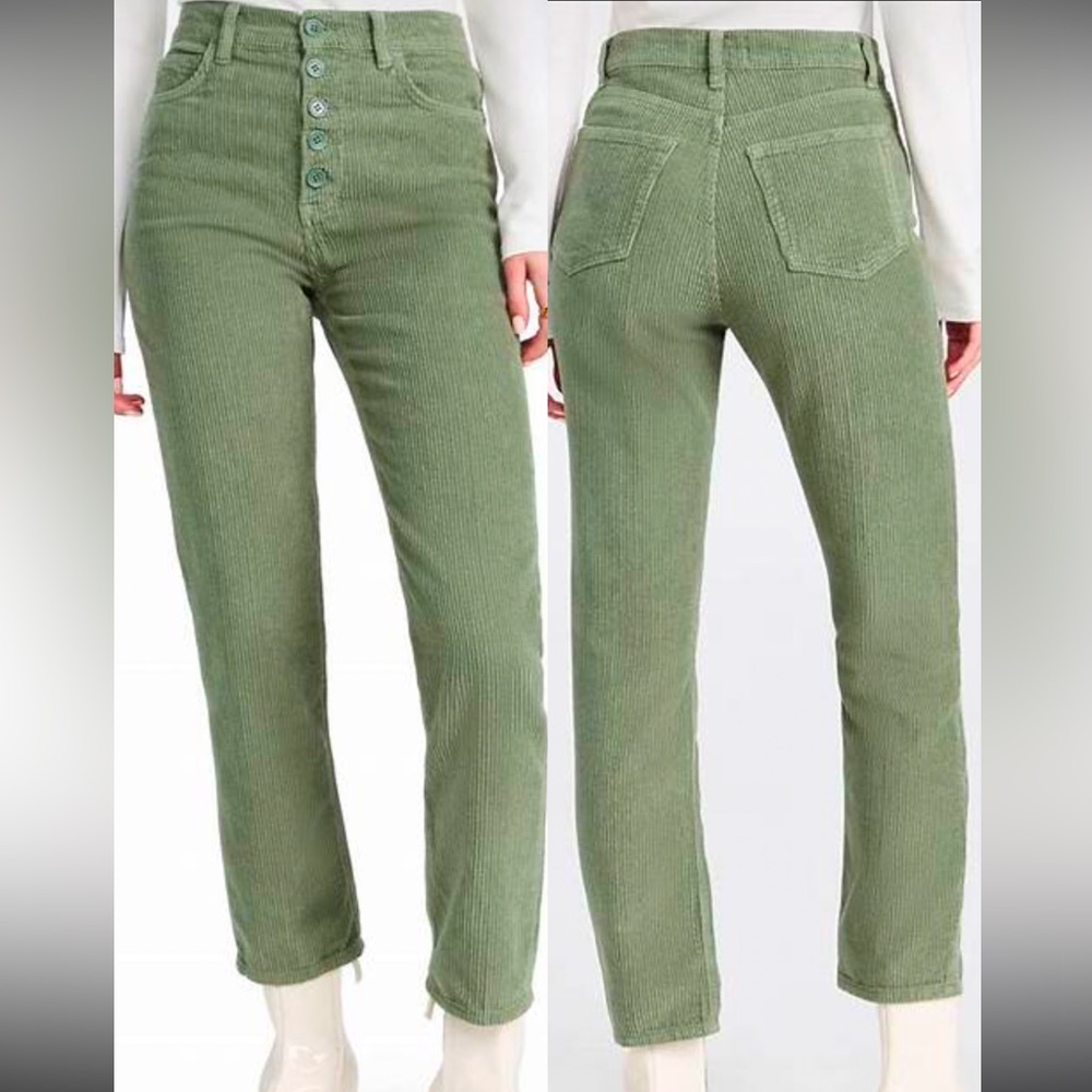 Cynthia Button Fly High Rise Straight Corduroy Pants